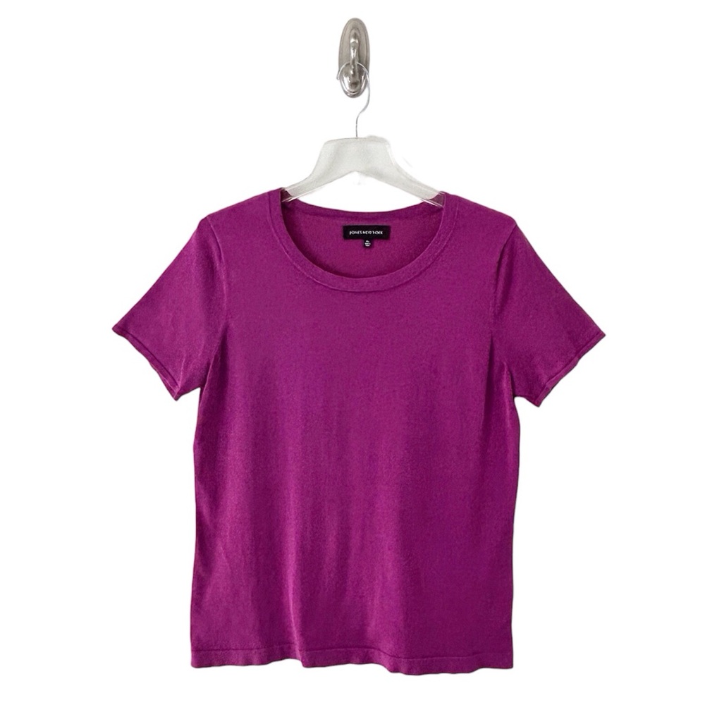 Jones New York Women’s Purple Short Sleeve Silk Blend Knit Top Size XL